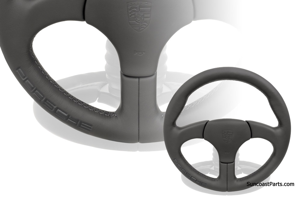 Logo Sport Steering Wheel - Black Stitching : Suncoast Porsche Parts